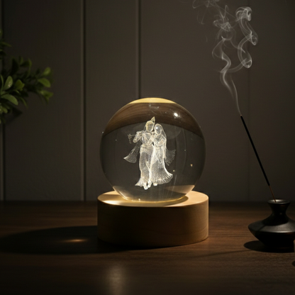 Divine Yugal Glow™ – Radha Krishna Crystal Sphere Lamp