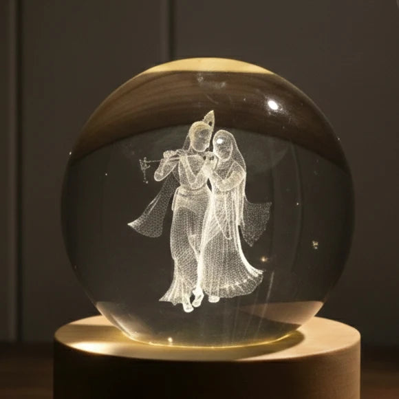 Divine Yugal Glow™ – Radha Krishna Crystal Sphere Lamp