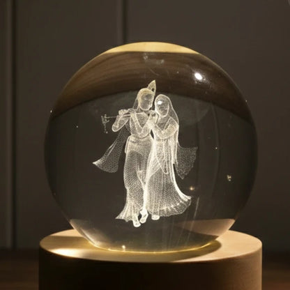 Divine Yugal Glow™ – Radha Krishna Crystal Sphere Lamp