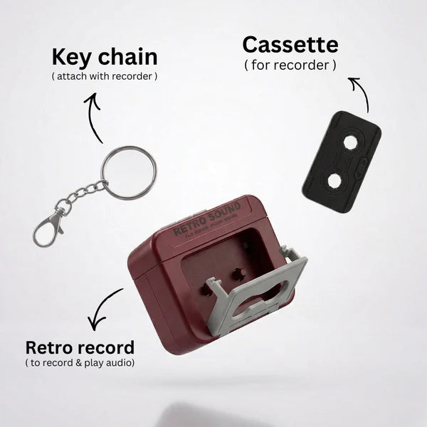 Timbrelic Mini Retro Cassette Voice Recorder Keychain